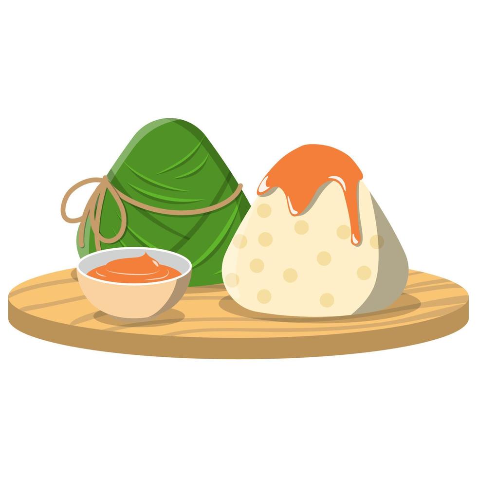 Zongzi Isolated on White Background. Dragon Boat Festival. vector