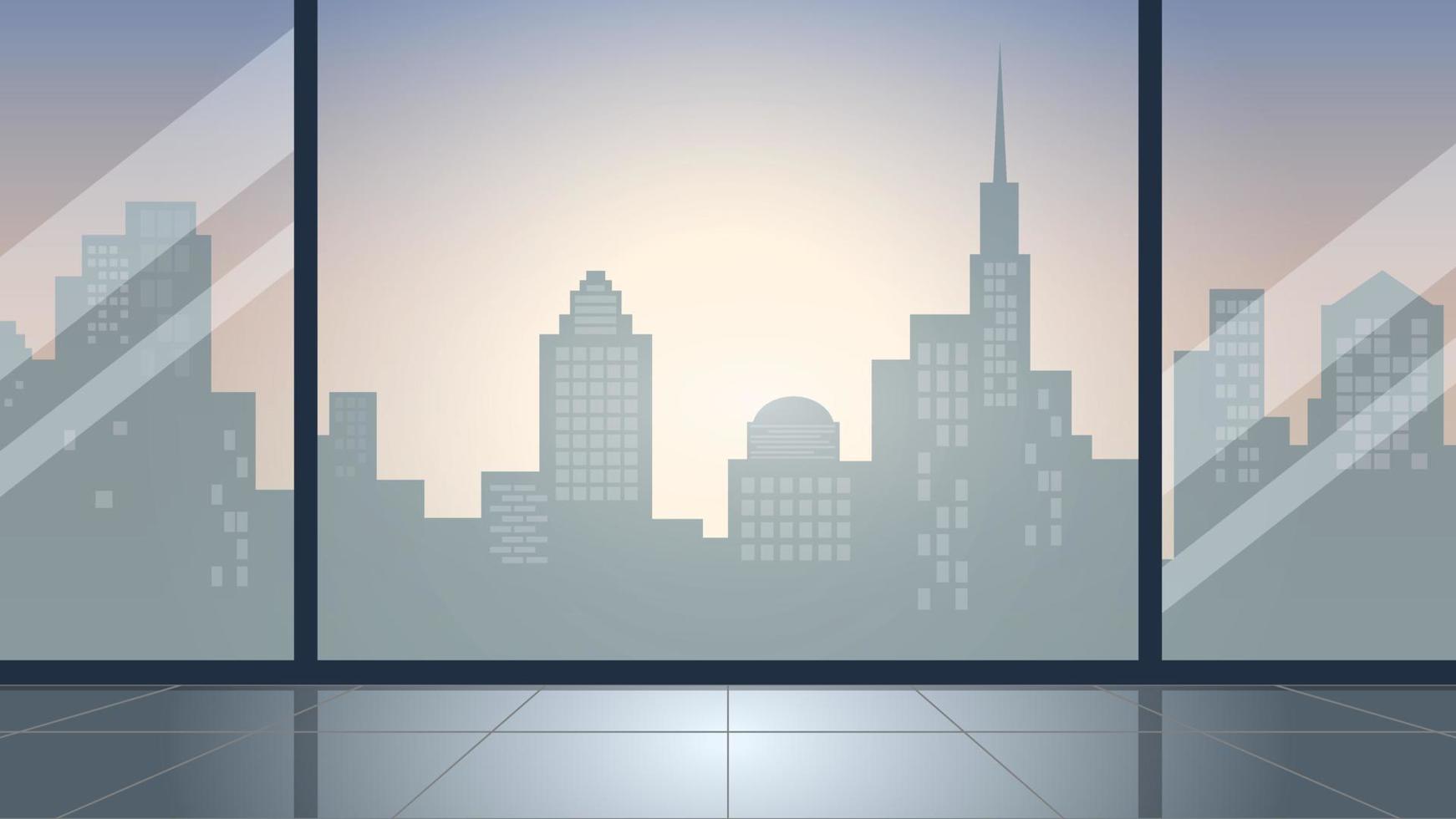 Dusk View from building Window Illustration. vector