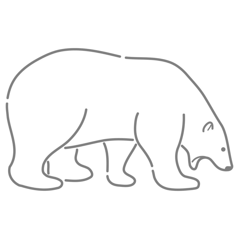 Polar Bear in Outline Sketch. vector