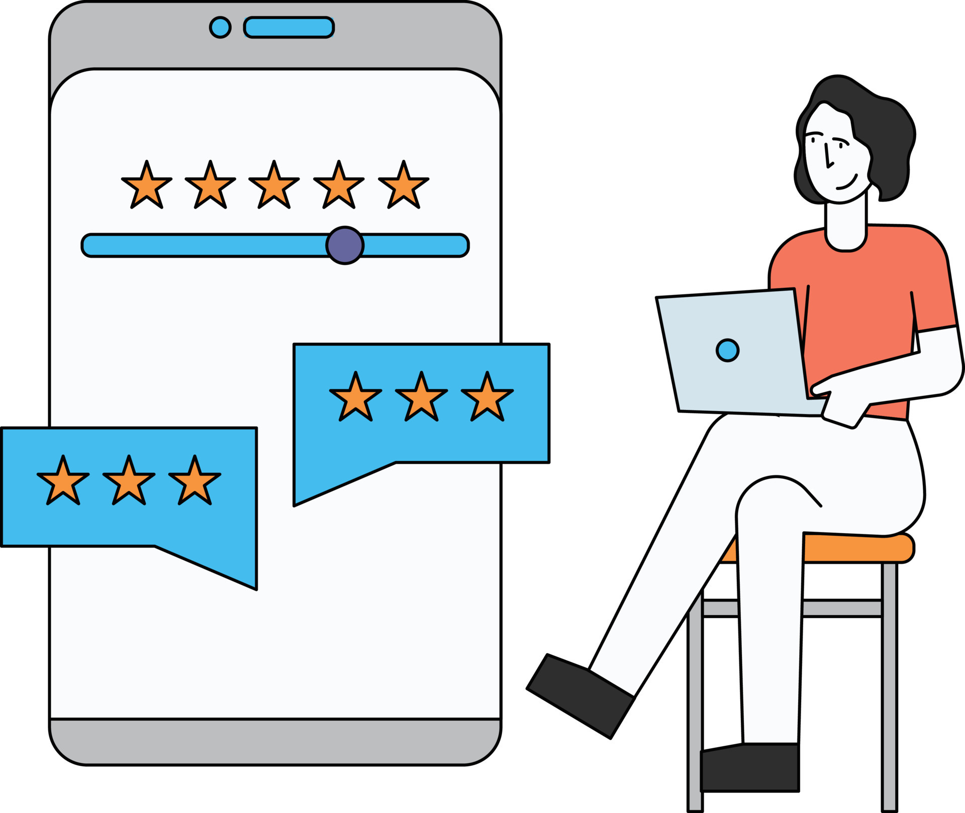 The girl is commenting on mobile. 7769056 Vector Art at Vecteezy
