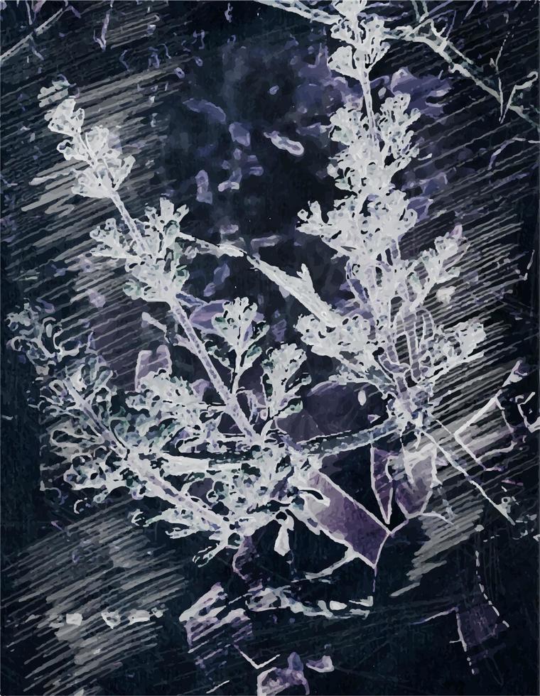 lilac branches scratched old background vector