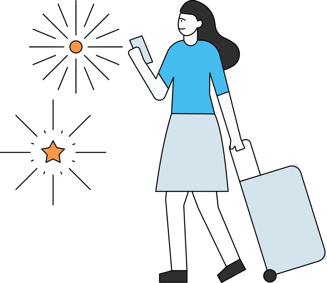 The girl is coming on New Year's Eve. vector