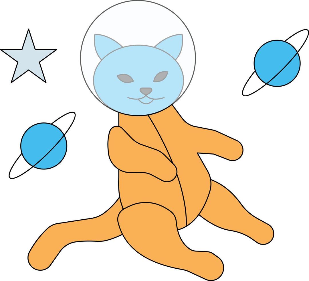 The cat is sitting in space. vector