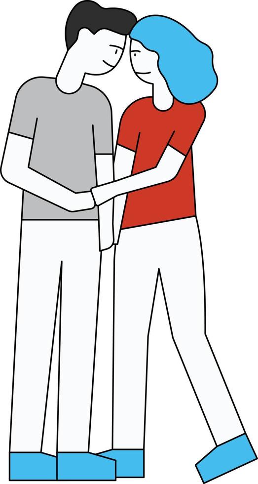The couple stands in a romantic way. vector