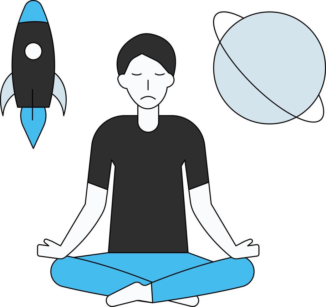 The boy is meditating. vector