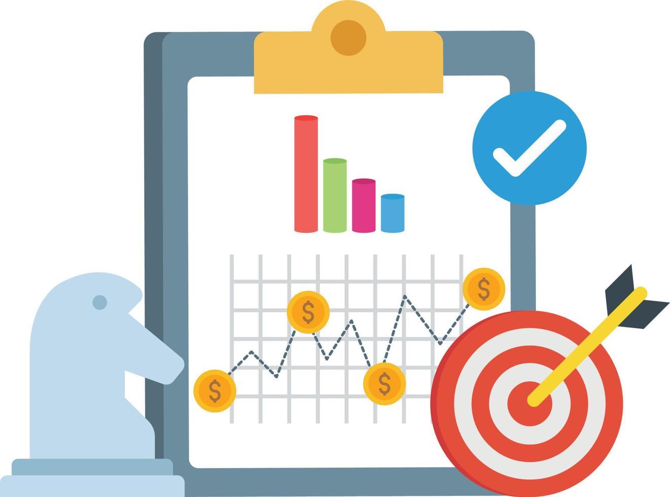 The dollar graph is displayed on the clipboard. vector