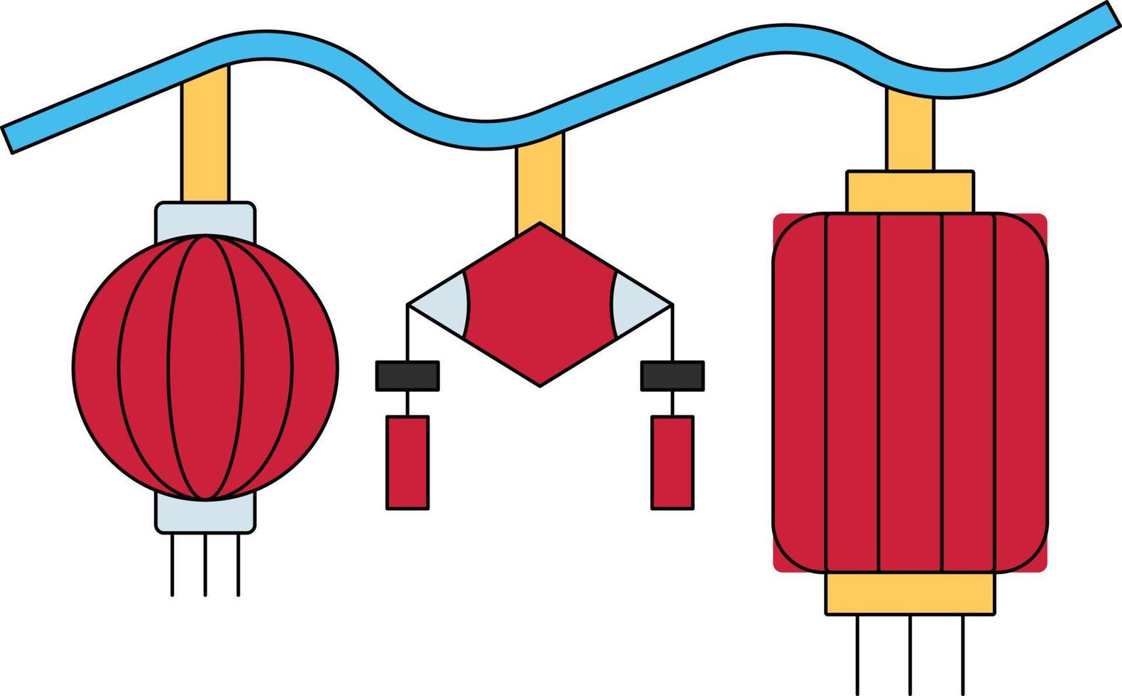 These are Chinese decoration lanterns. vector