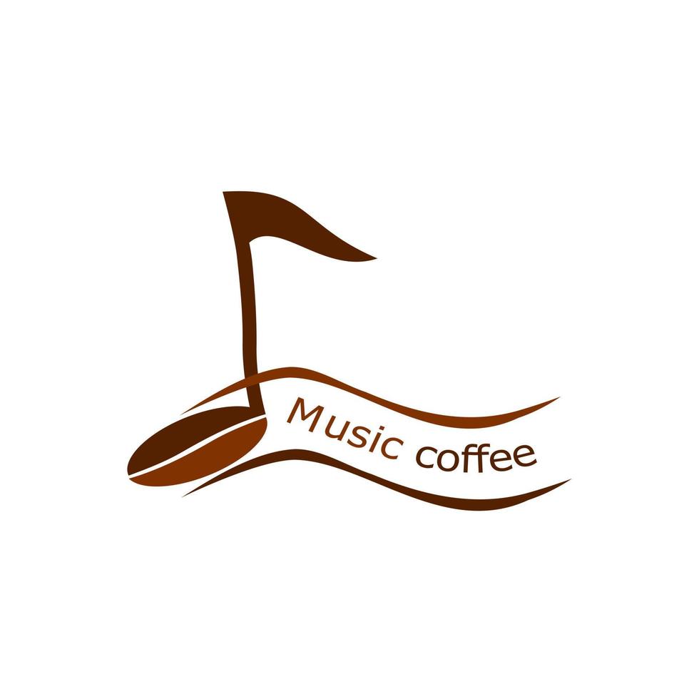 Coffee bean  music notes logo vector icon.