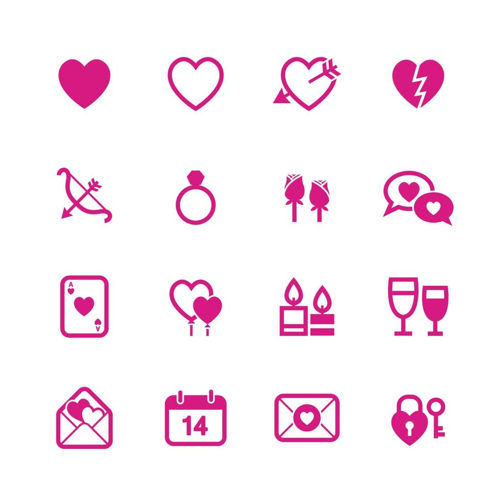 Valentines Day Icons with White Background vector