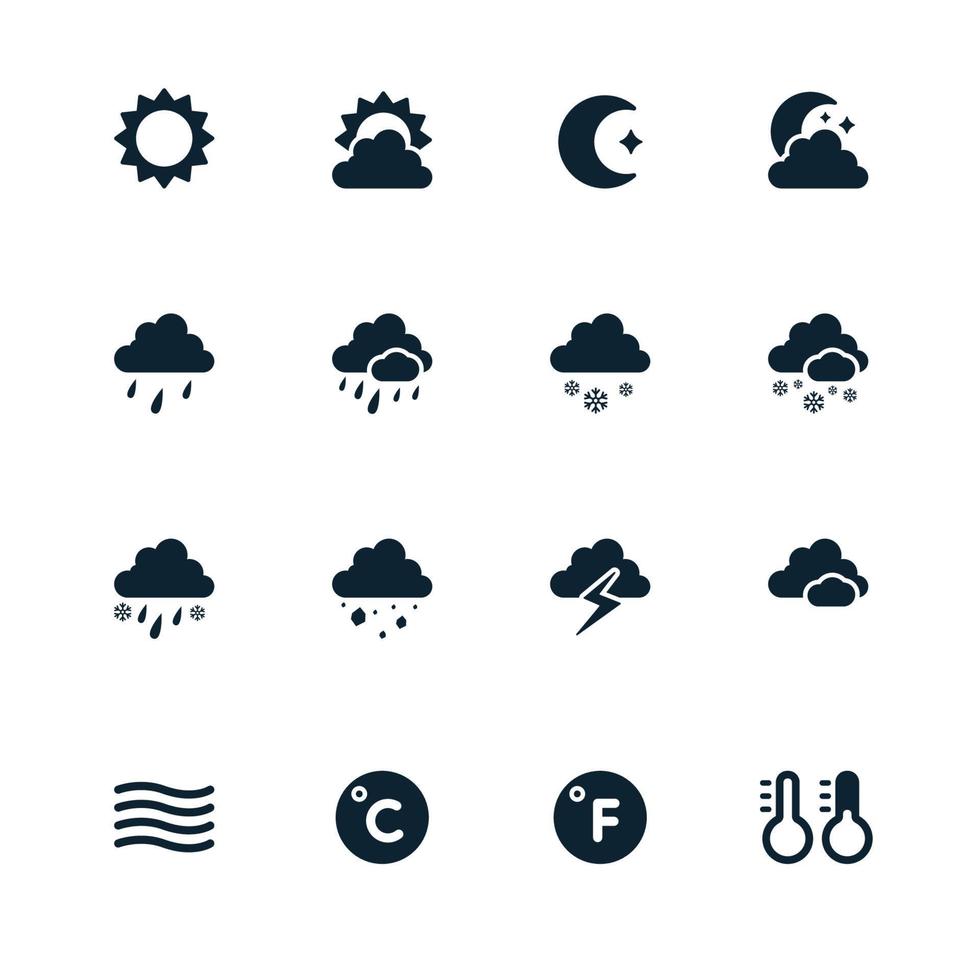 Weather, thermometer and forecast Icons vector