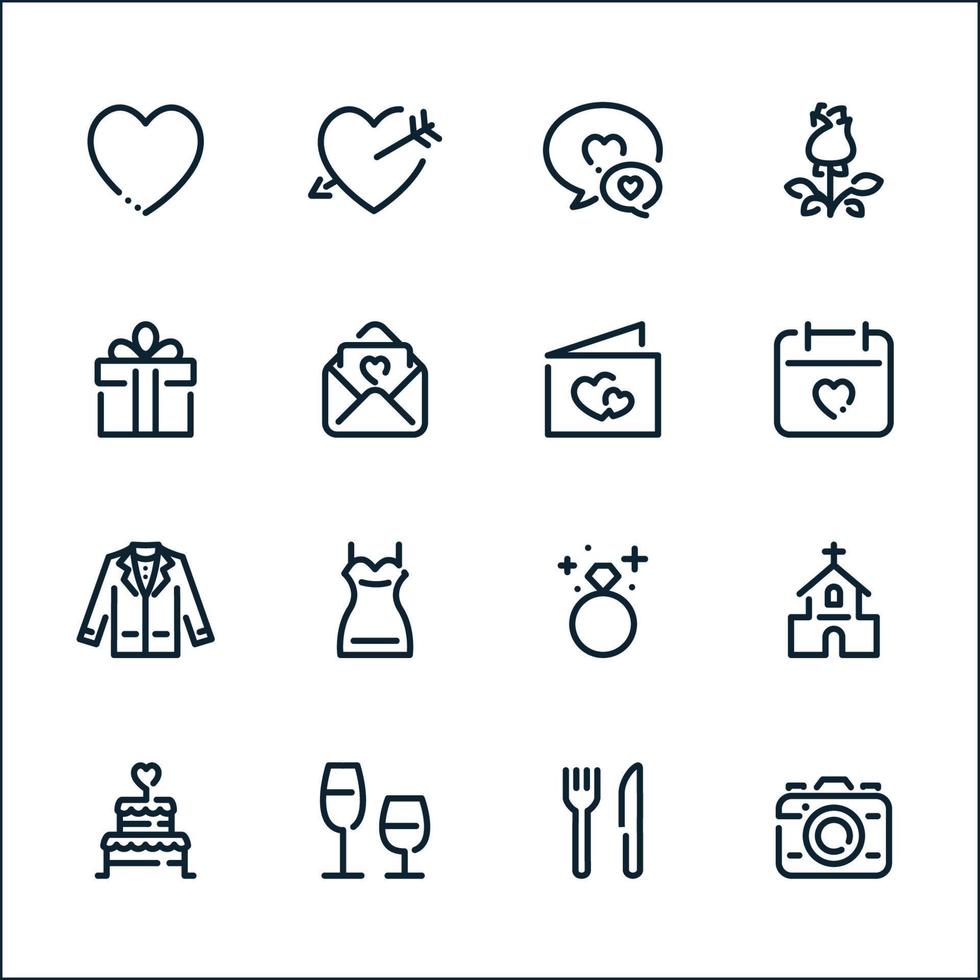 Wedding and Love icons with White Background vector