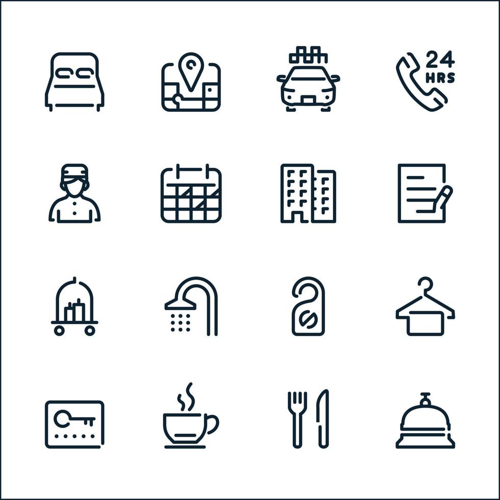 iconos de hotel con fondo blanco vector