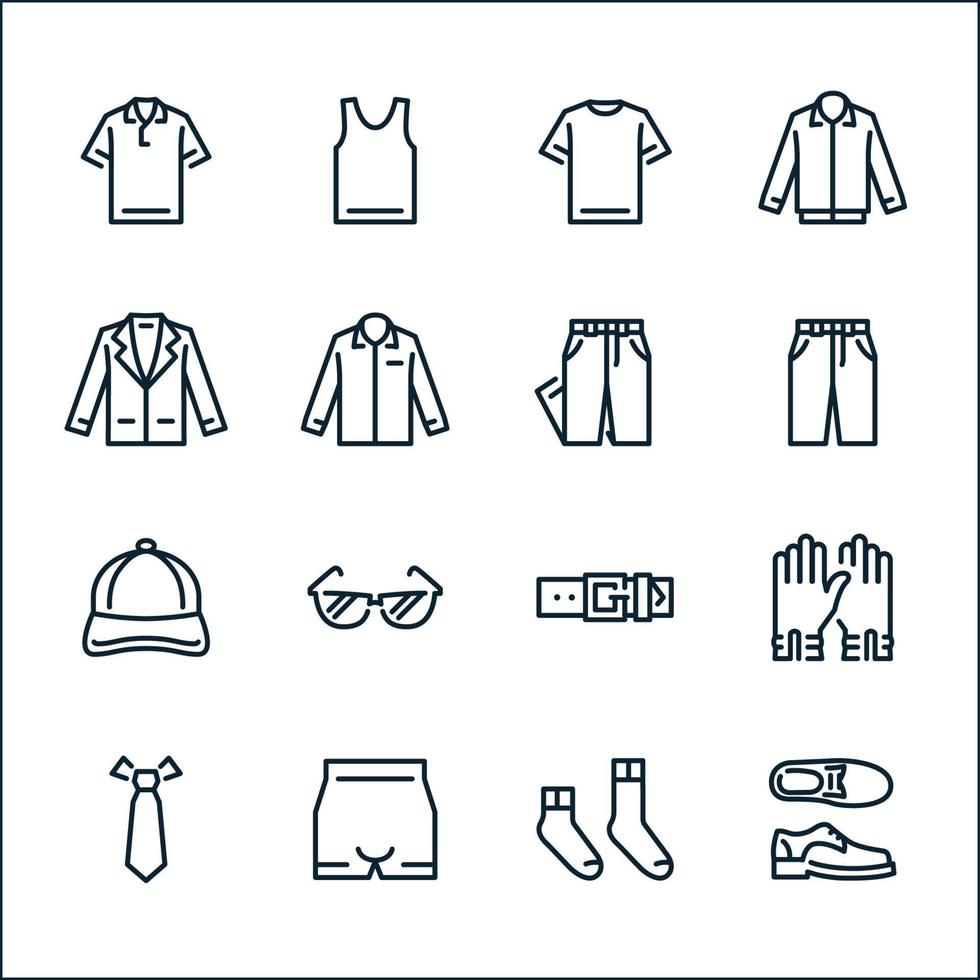 Men Clothing icons with White Background vector