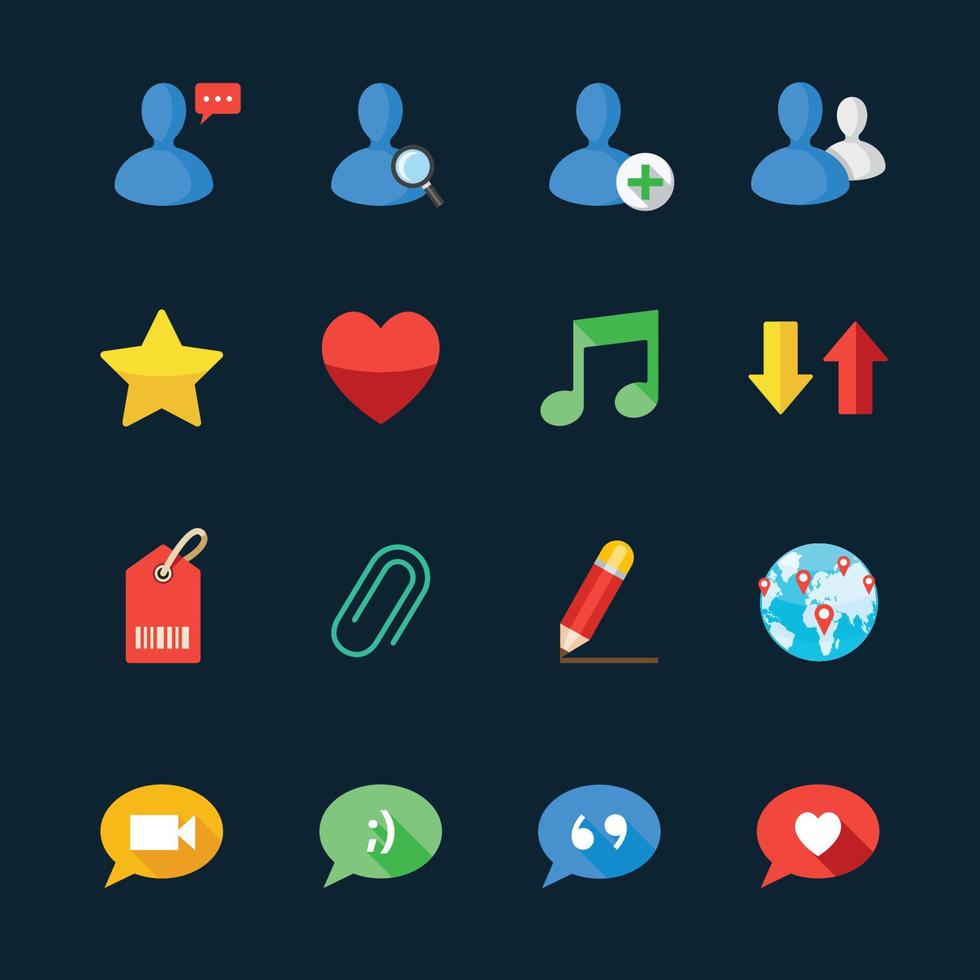 Communication and Social Media Icons with Black Background vector