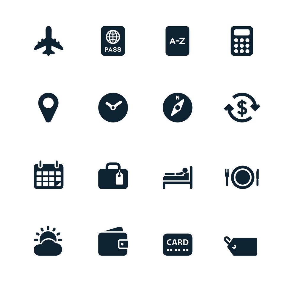 iconos de viaje para aplicación vector