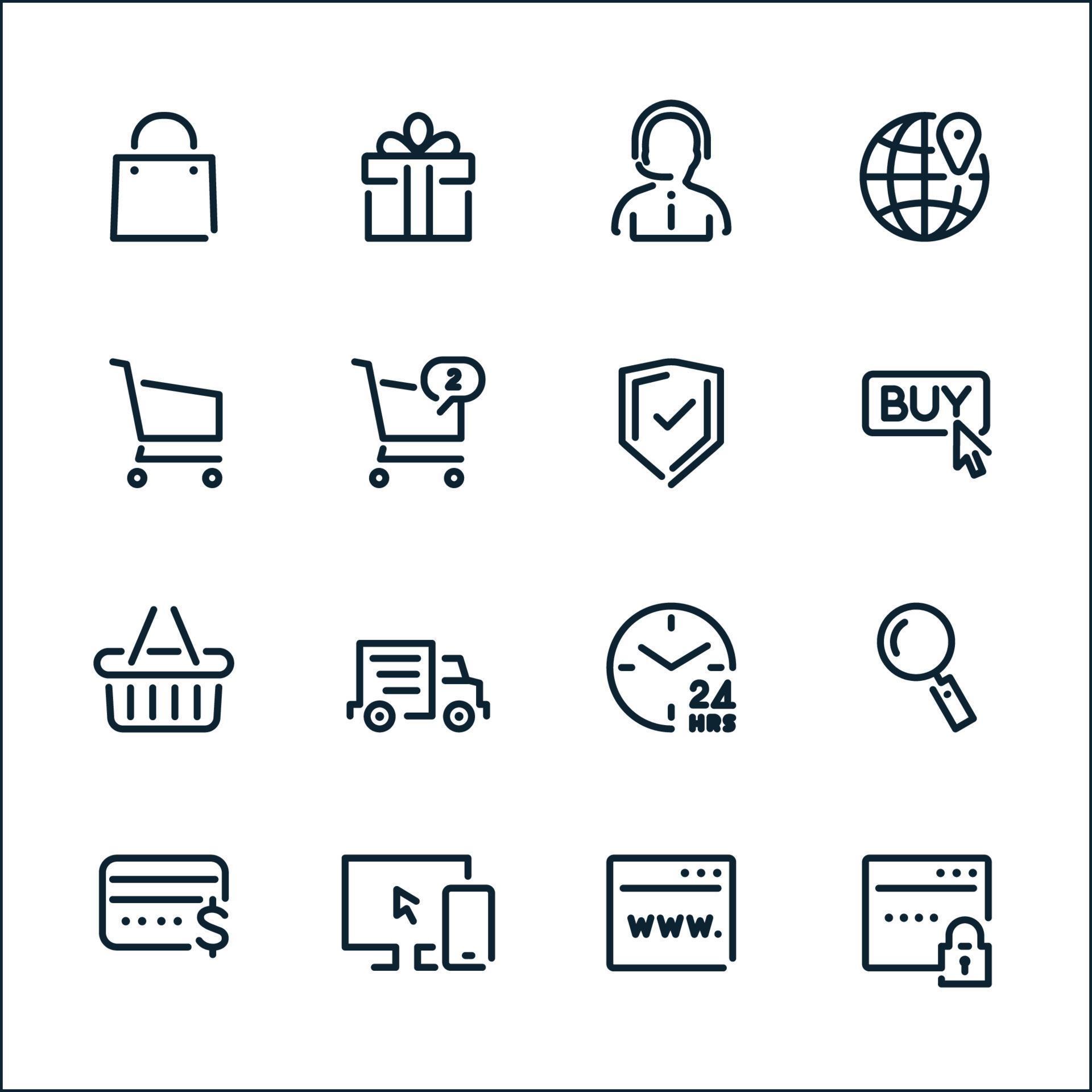E-Commerce and Online Shopping icons with White Background 7770731
