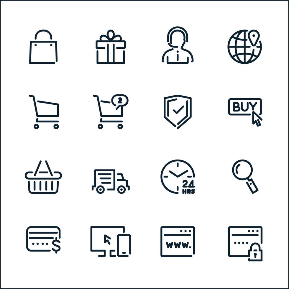E-Commerce and Online Shopping icons with White Background vector