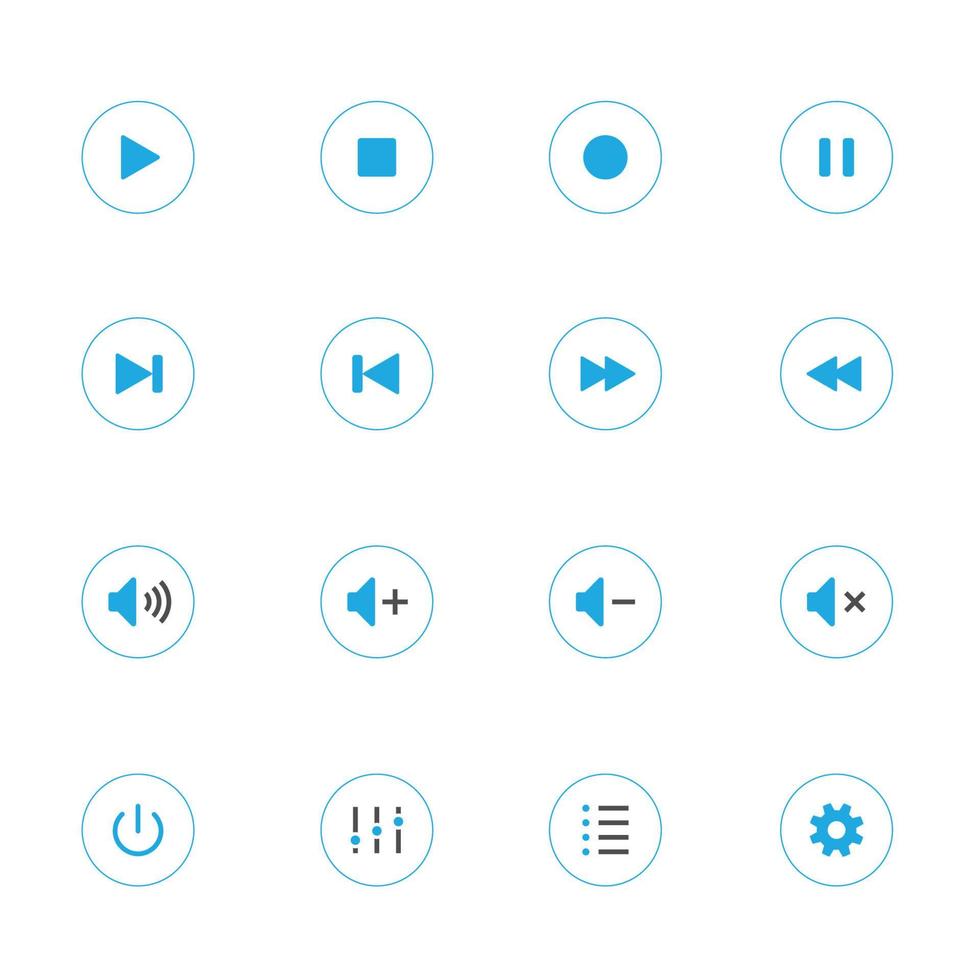 Media Player Icons with White Background vector