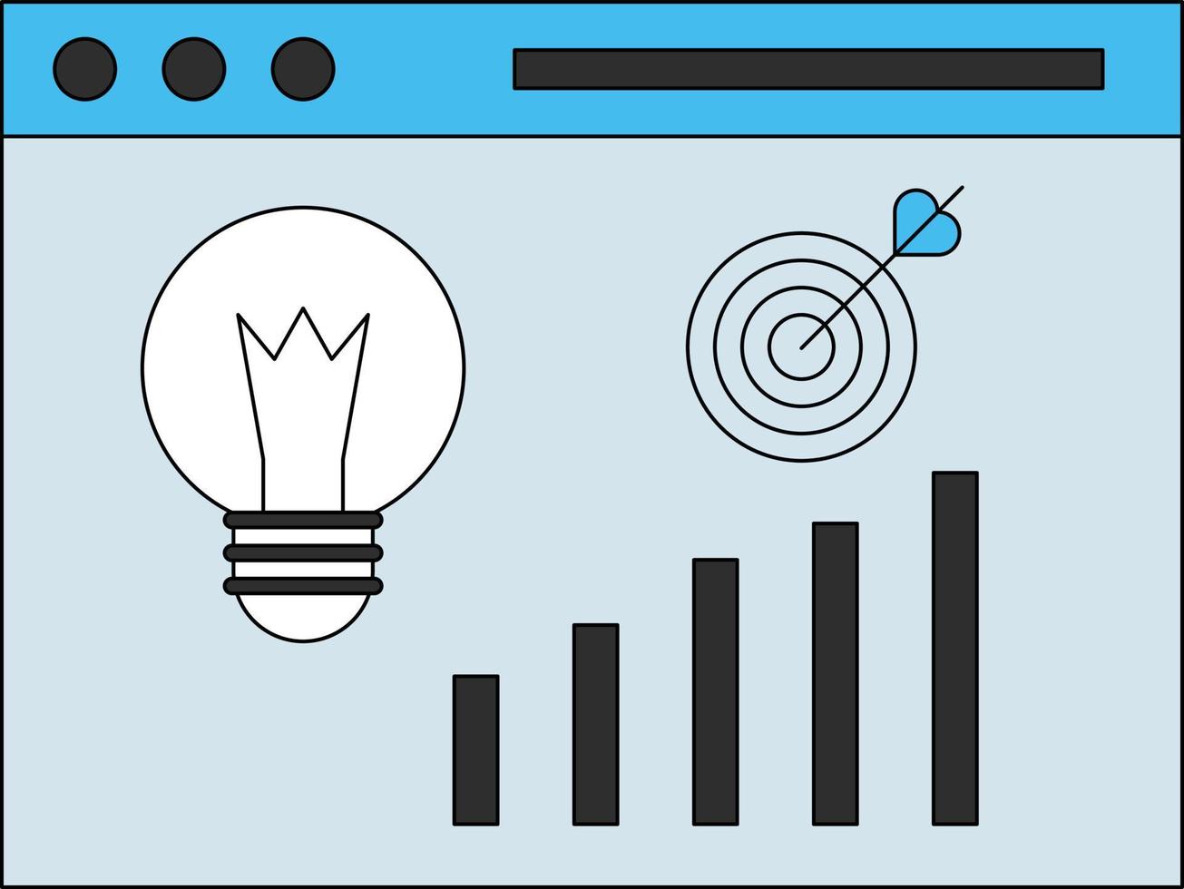 Graph bar ideas are displayed on the web page. vector