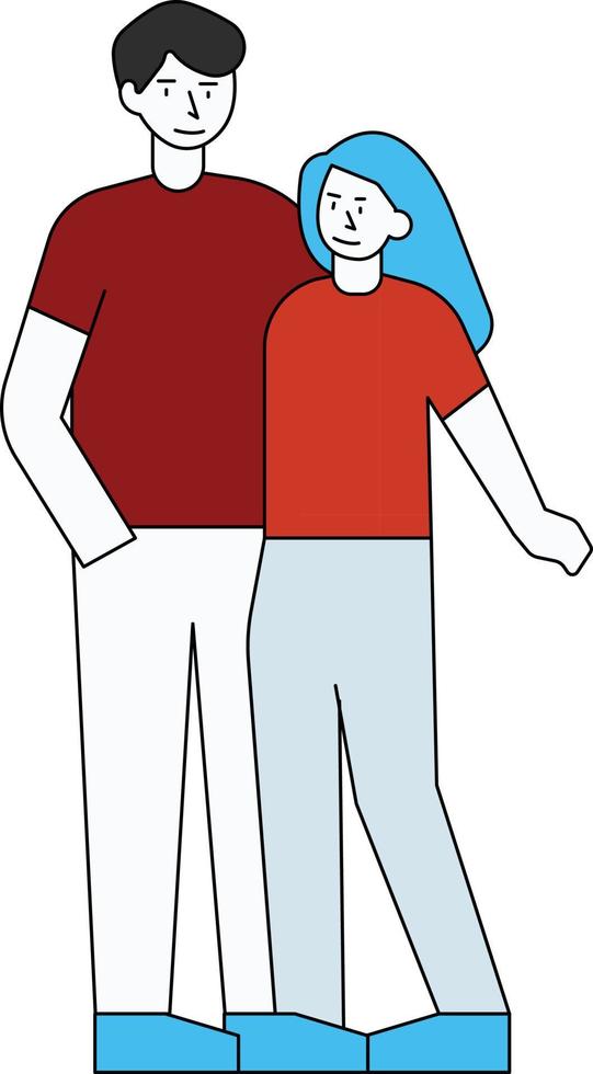 The couple is standing. vector