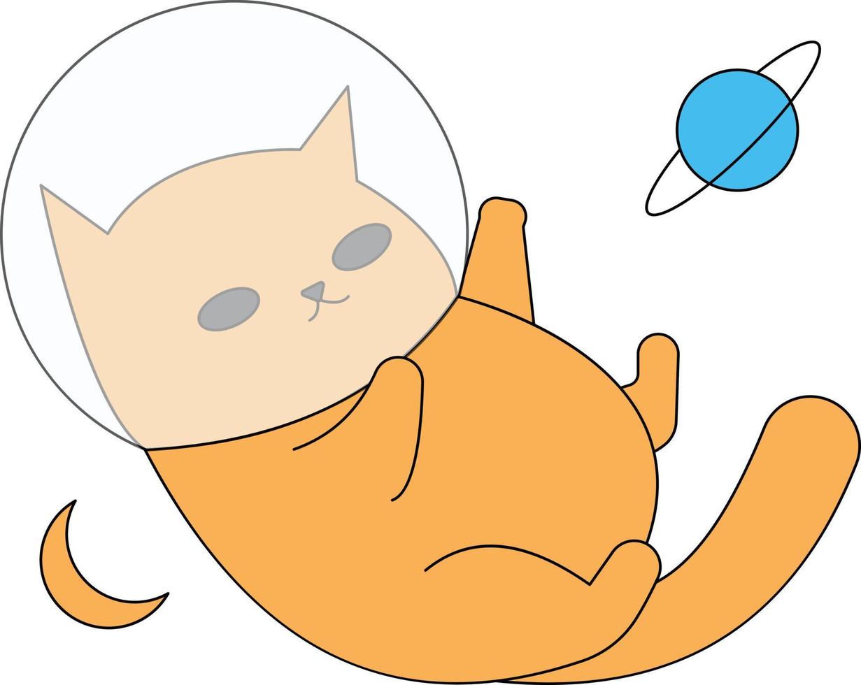 The cat is resting in space. vector