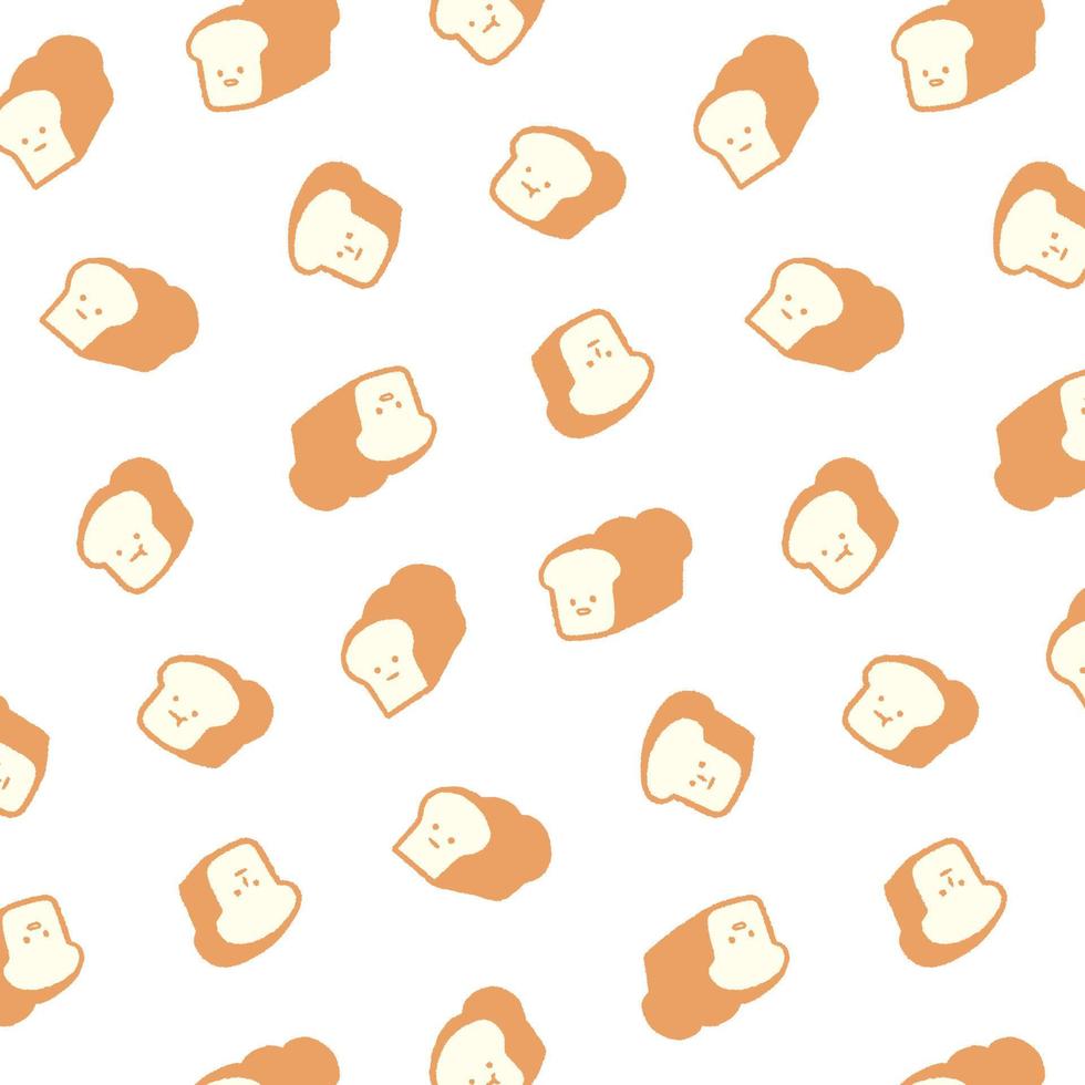 Hand drawn vector illustration of bread pattern on white background in cartoon style. For textile, fabric, wrapping paper. Abstract wallpaper.