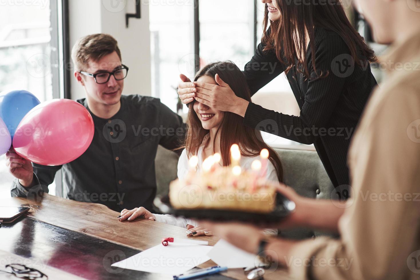 What it can be. One of employees have birthday today. Friendly coworkers decides to make surprise for her photo