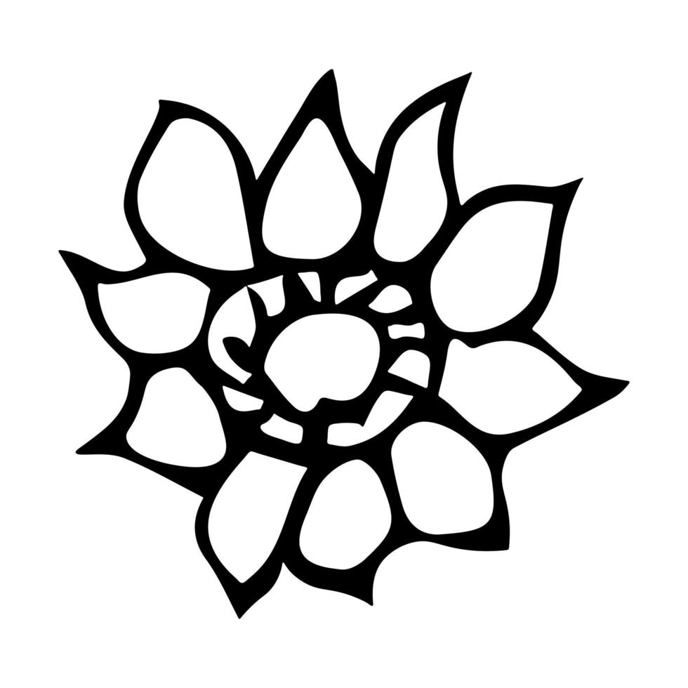 Vector simple flower doodle clipart. Hand drawn floral illustration. For print, web, design, decor, logo.