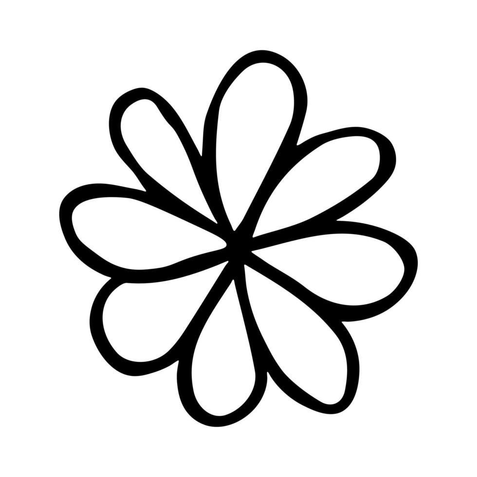 Vector simple flower doodle clipart. Hand drawn floral illustration. For print, web, design, decor, logo.