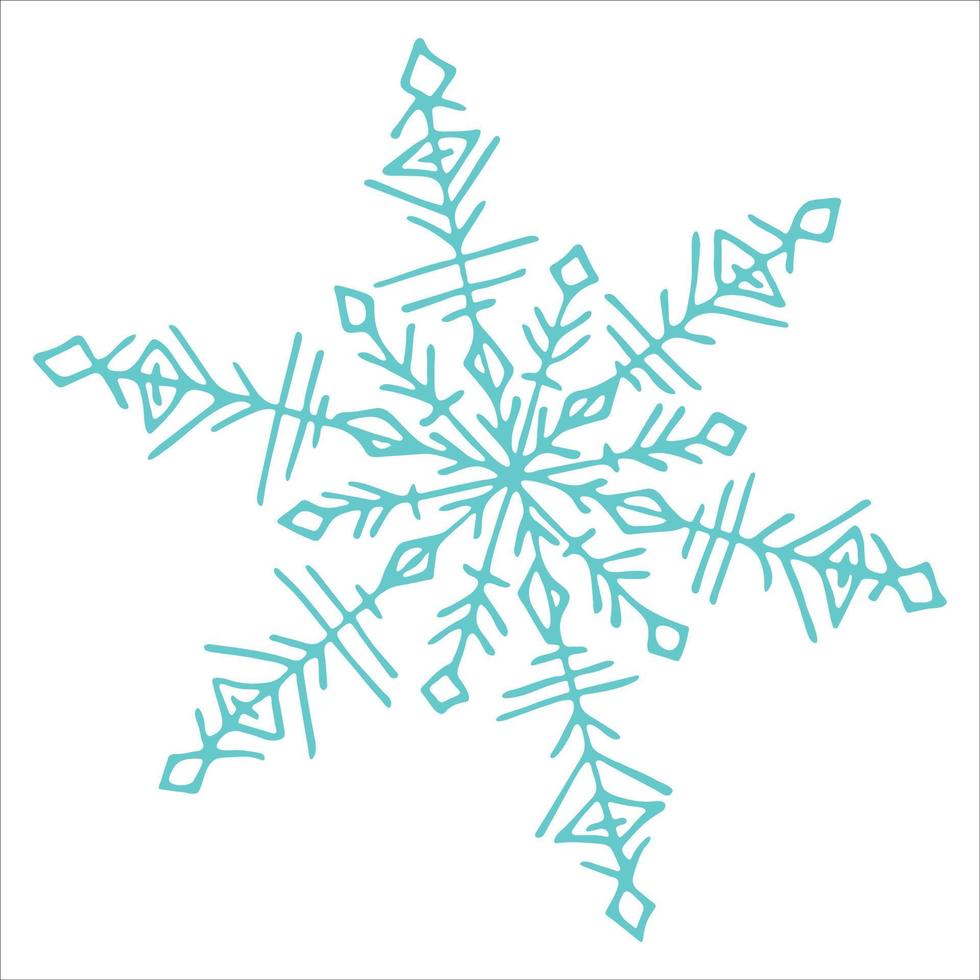 lindo clipart de copo de nieve dibujado a mano. ilustración de garabatos vectoriales. navidad y año nuevo diseño moderno. para impresión, web, diseño, decoración, logotipo. vector