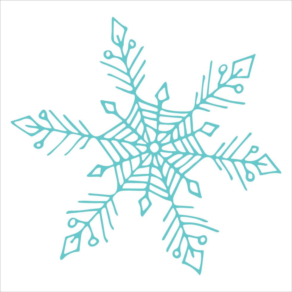 lindo clipart de copo de nieve dibujado a mano. ilustración de garabatos vectoriales. navidad y año nuevo diseño moderno. para impresión, web, diseño, decoración, logotipo. vector