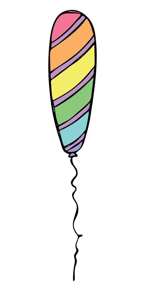 ilustración de globo volador dibujada a mano. garabato de globo de fiesta de cumpleaños. imágenes prediseñadas de vacaciones. vector