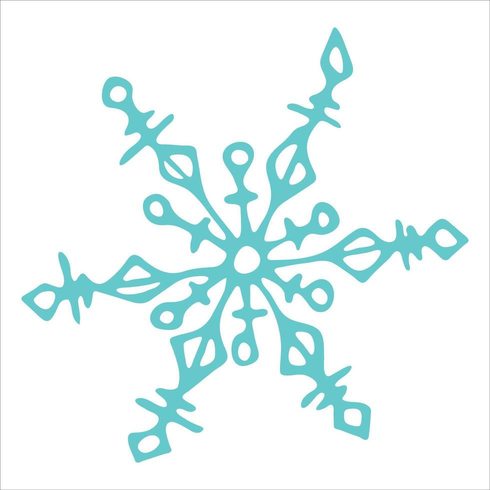 Cute hand drawn snowflake clipart. Vector doodle illustration. Christmas and New Year modern design. For print, web, design, decoration, logo.