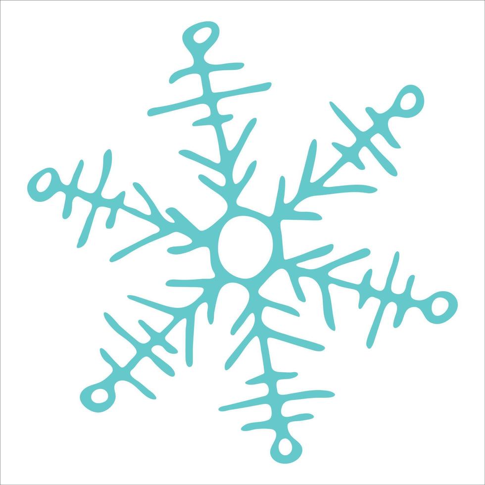 lindo clipart de copo de nieve dibujado a mano. ilustración de garabatos vectoriales. navidad y año nuevo diseño moderno. para impresión, web, diseño, decoración, logotipo. vector