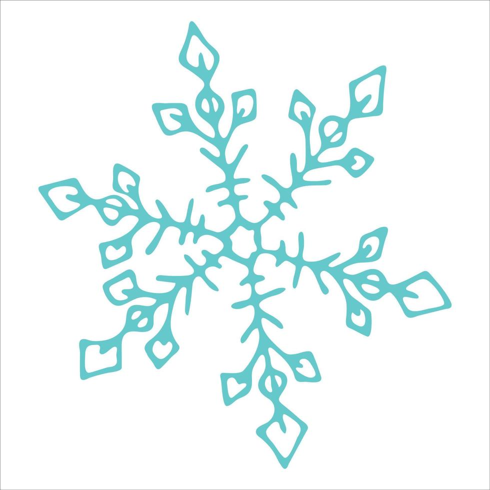 lindo clipart de copo de nieve dibujado a mano. ilustración de garabatos vectoriales. navidad y año nuevo diseño moderno. para impresión, web, diseño, decoración, logotipo. vector