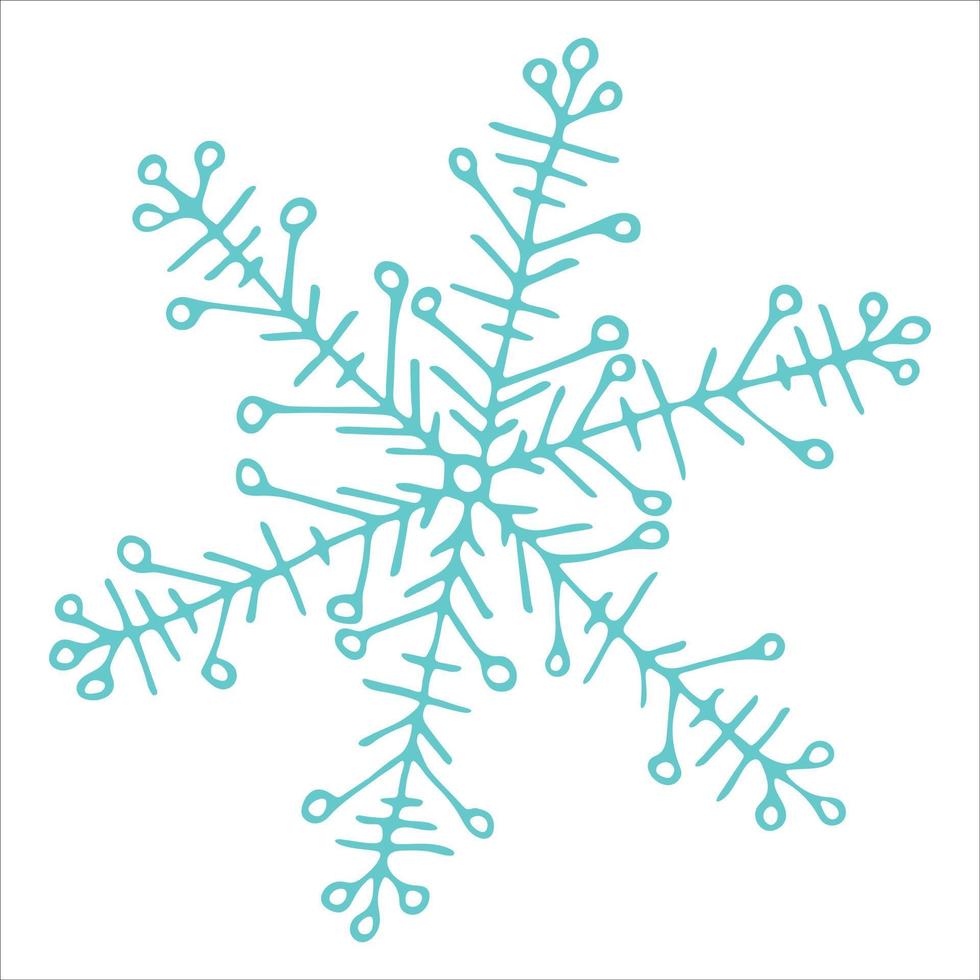 lindo clipart de copo de nieve dibujado a mano. ilustración de garabatos vectoriales. navidad y año nuevo diseño moderno. para impresión, web, diseño, decoración, logotipo. vector