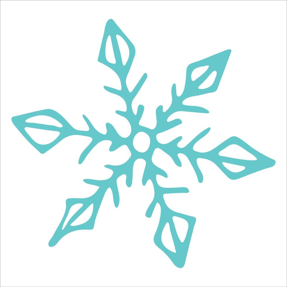 lindo clipart de copo de nieve dibujado a mano. ilustración de garabatos vectoriales. navidad y año nuevo diseño moderno. para impresión, web, diseño, decoración, logotipo. vector