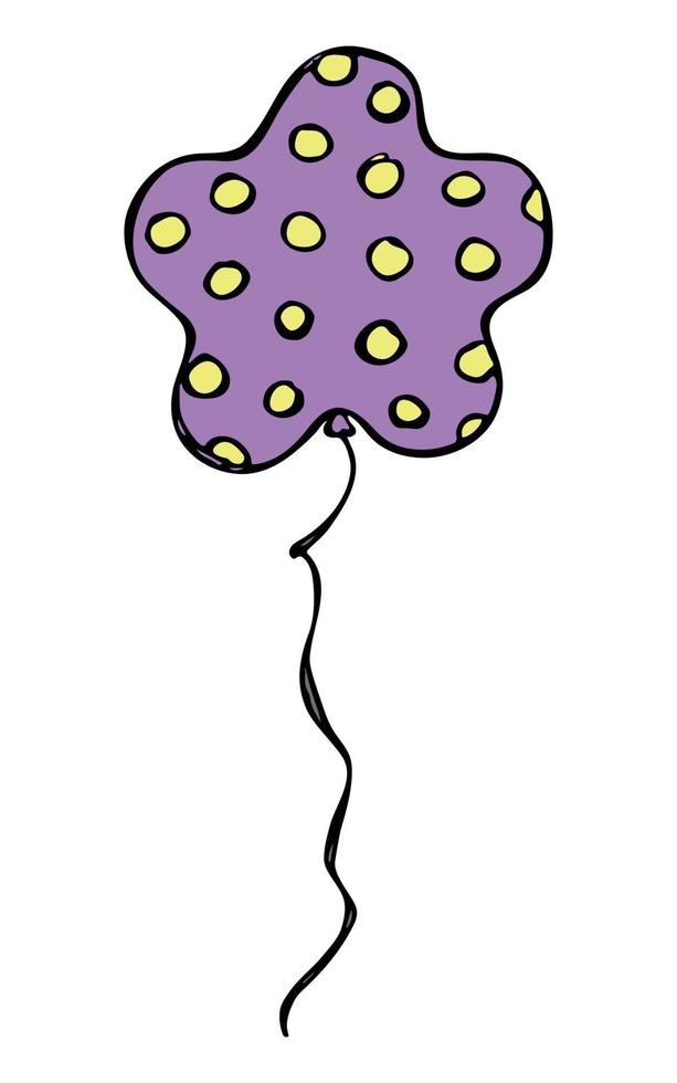 ilustración de globo volador dibujada a mano. garabato de globo de fiesta de cumpleaños. imágenes prediseñadas de vacaciones. vector
