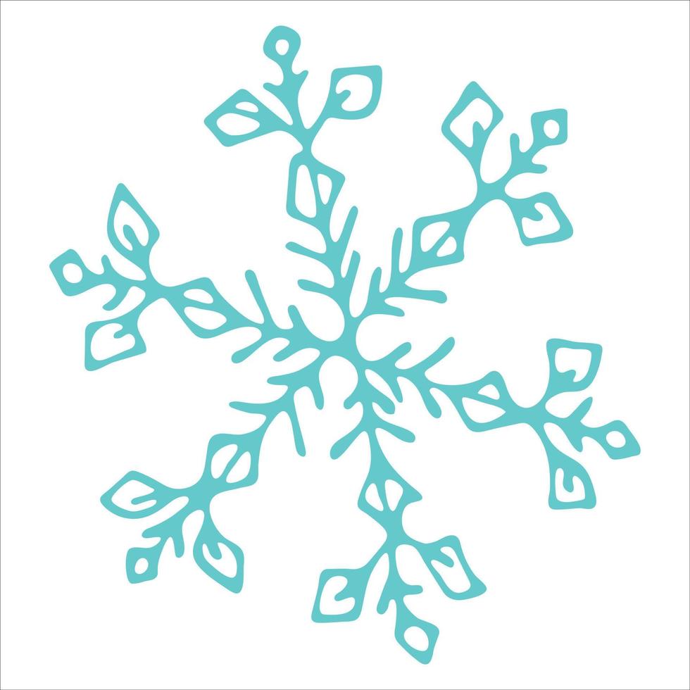 Cute hand drawn snowflake clipart. Vector doodle illustration. Christmas and New Year modern design. For print, web, design, decoration, logo.