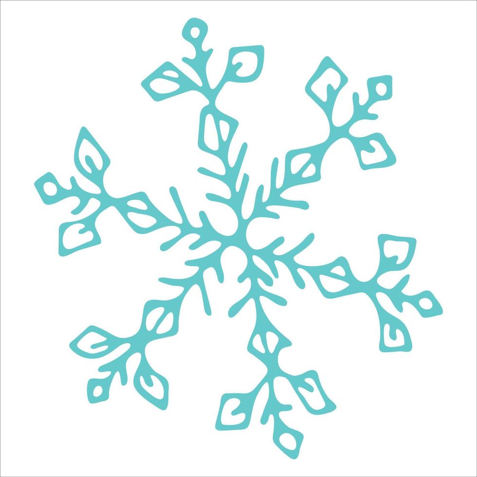 Cute hand drawn snowflake clipart. Vector doodle illustration. Christmas and New Year modern design. For print, web, design, decoration, logo.