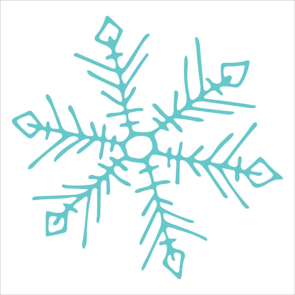 Cute hand drawn snowflake clipart. Vector doodle illustration. Christmas and New Year modern design. For print, web, design, decoration, logo.