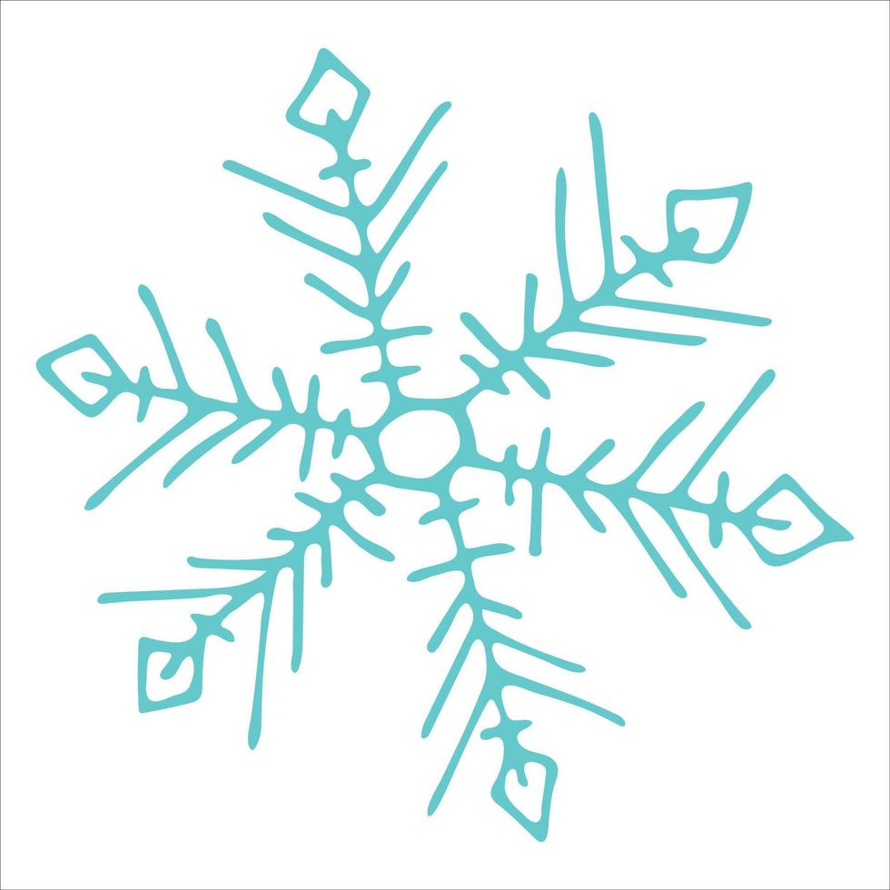 lindo clipart de copo de nieve dibujado a mano. ilustración de garabatos vectoriales. navidad y año nuevo diseño moderno. para impresión, web, diseño, decoración, logotipo. vector