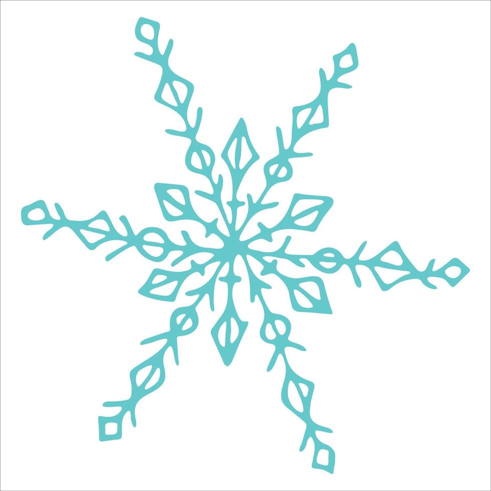 lindo clipart de copo de nieve dibujado a mano. ilustración de garabatos vectoriales. navidad y año nuevo diseño moderno. para impresión, web, diseño, decoración, logotipo. vector