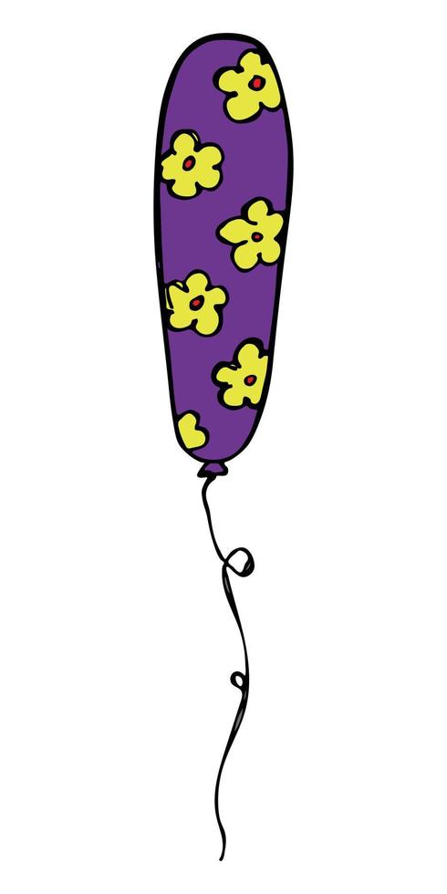 Hand drawn flying balloon illustration. Birthday party balloon doodle. Holiday clipart. vector