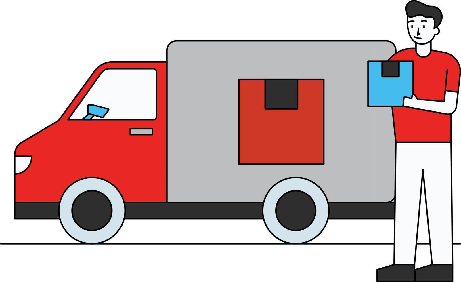 The truck is loaded with delivery packages. vector