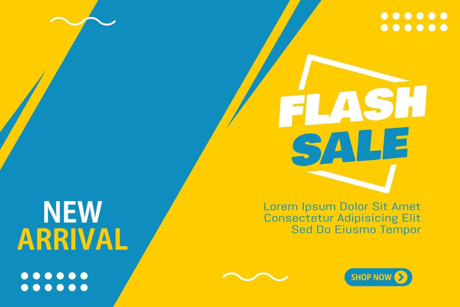 banner de venta flash con el concepto de una combinación de vector libre azul y amarillo