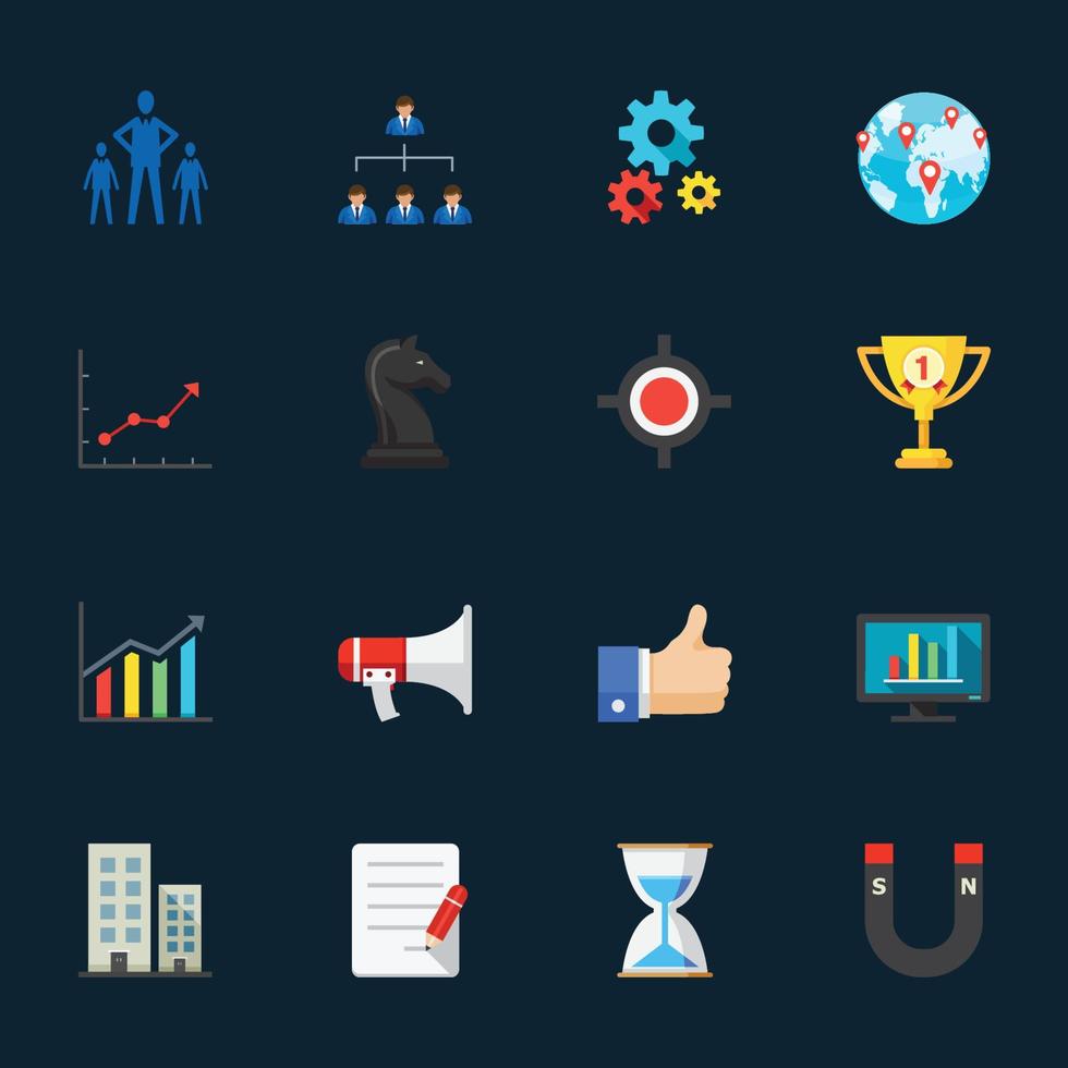 Business and Finance Icons with Black Background vector