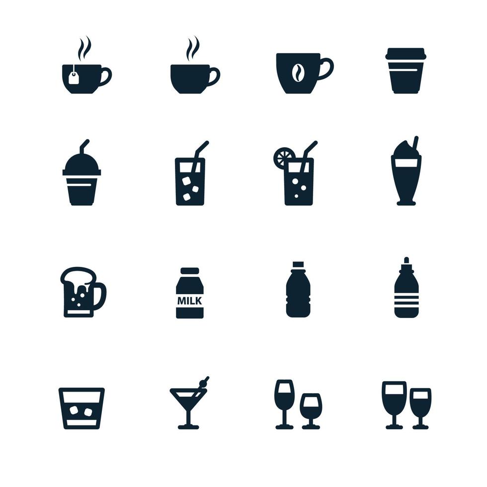 iconos de bebidas y bebidas vector