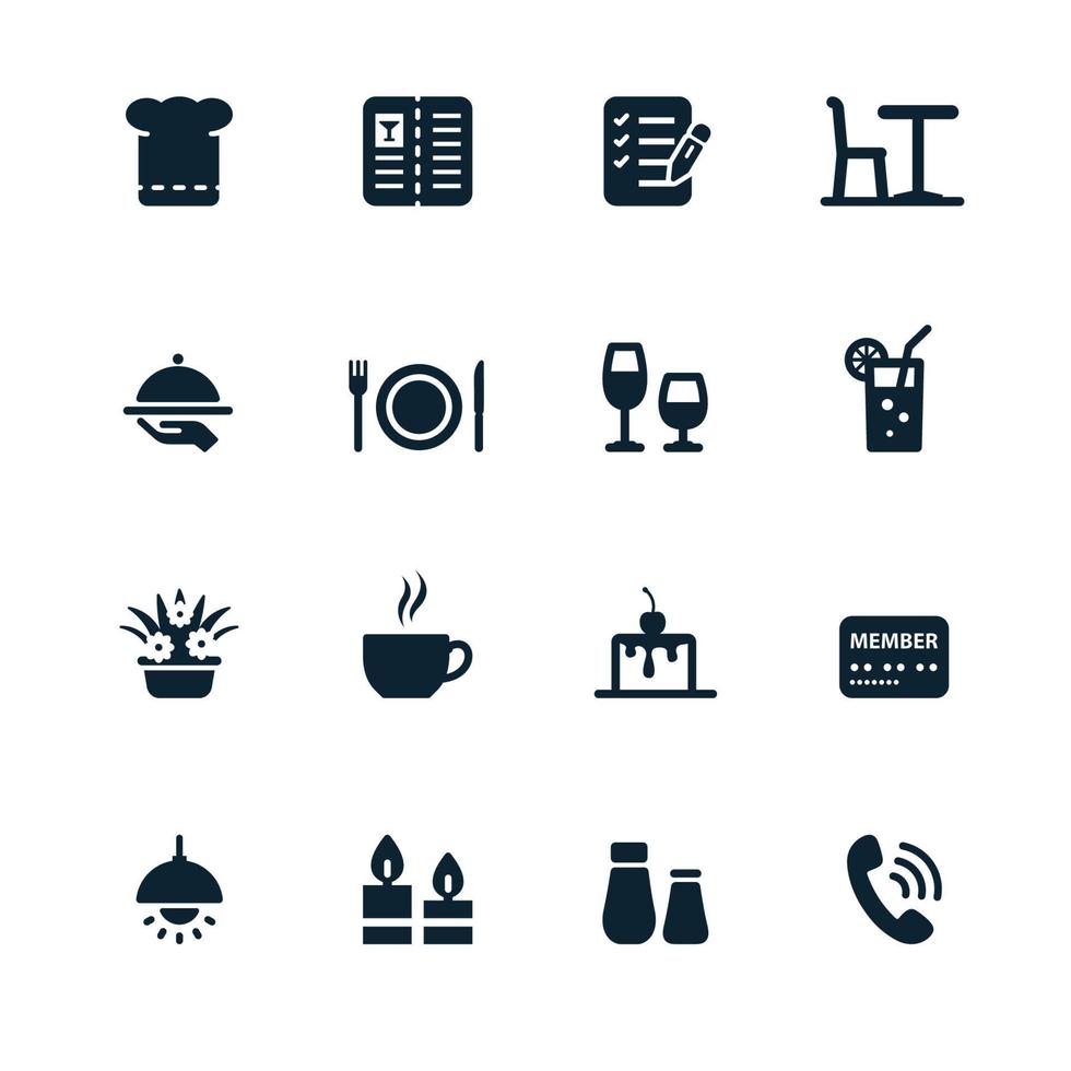 iconos de servicio de restaurante y restaurante vector
