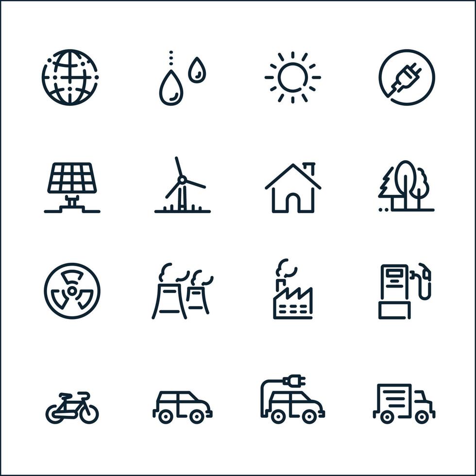 iconos de ecología con fondo blanco vector